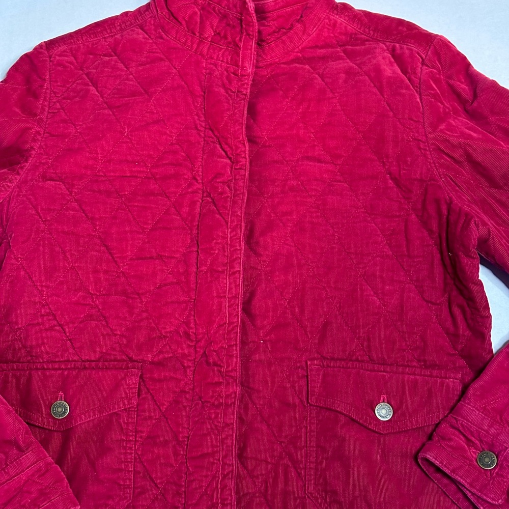 Eddie Bauer Quilted Full Zip Corduroy Burgundy Cotton